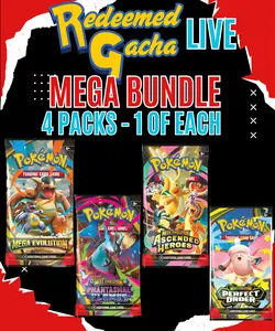 4x Pokémon TCG Packs - 1xAscended Heroes 1xPhantasmal Flames 1xMega Evolution 1xPerfect Order- Ripped LIVE