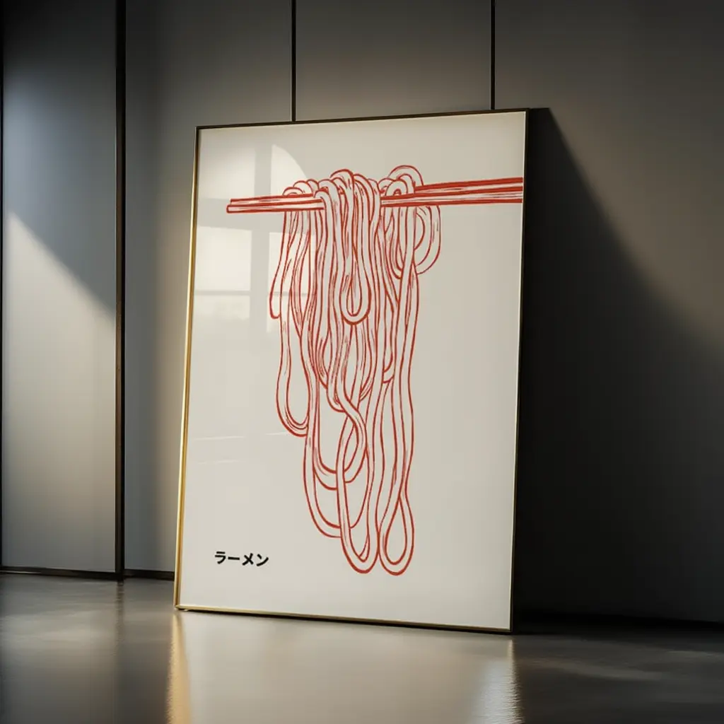 Ramen Poster  Japanese Noodle Kitchen Wall Art  Minimalist Food Decor Print