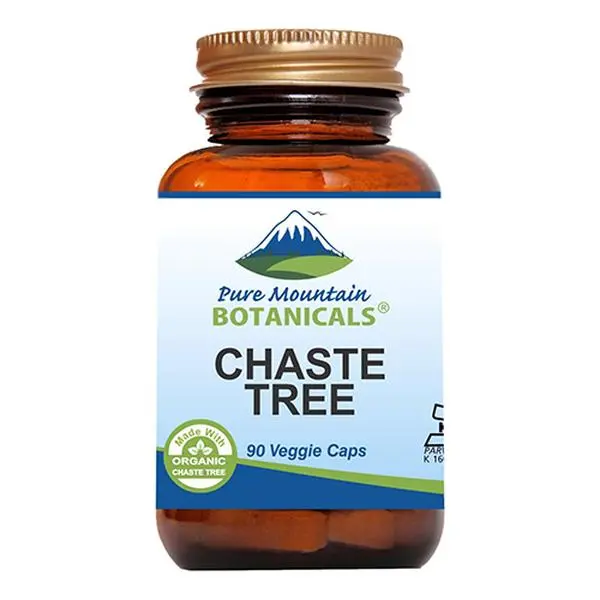 Pure Mountain Botanicals Chaste Tree Berry Capsules - Kosher Vegan Caps with 400mg Organic Vitex Chasteberry Supplement