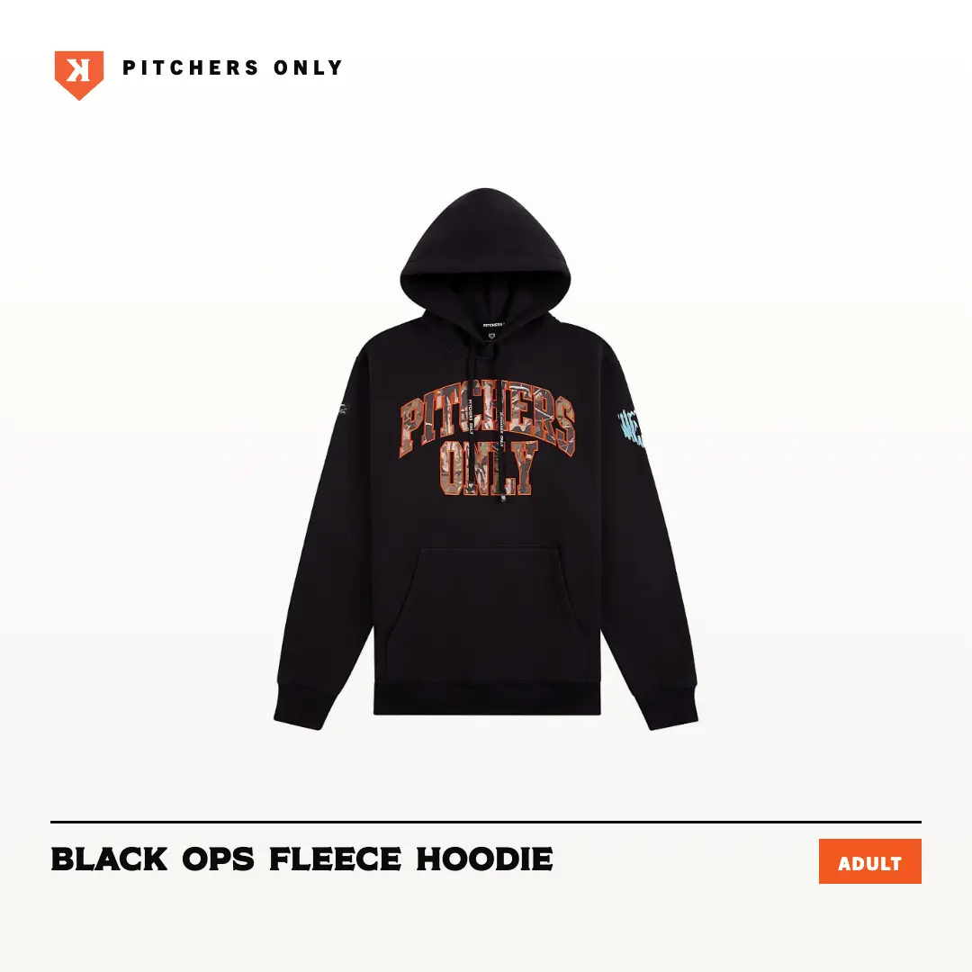 Men's Baseball Hoodie, Pitchers Only Black Ops Fleece, Cotton Blend 320 GSM, Kangaroo Pocket