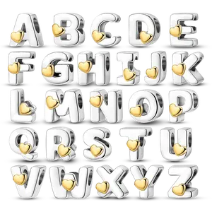MULA A-Z Love Letter Beads | 925 Sterling Silver with Platinum Plated | Customizable Bracelet and Necklace Initial Beads | Perfect Gift for Girls and Women | Ideal for DIY Jewelry | Suitable for Pandora Bracelets and Necklaces