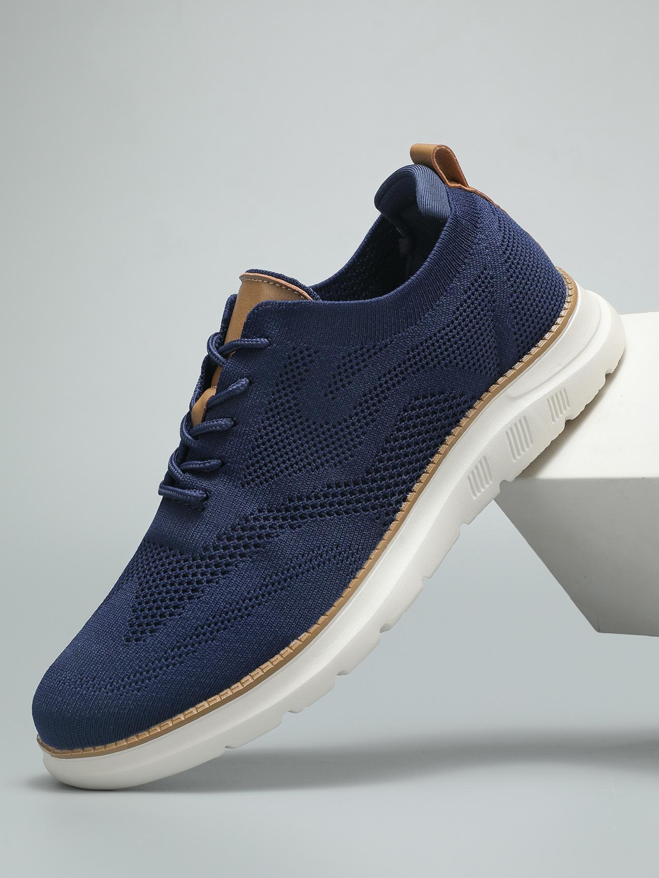 Men's Casual Mesh Breathable Solid Color Slip on Shoes, Lightweight Comfortable Sports Running Shoes,Knitted Mesh Breathable AndComfortable Platform Sneakers Closed Boy Trainer Footwear Runner Training Athletic