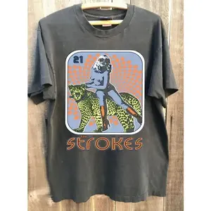 The Strokes Tour Band T Shirt Rare Design Charcoal Unisex Shirt Vtg Wa1499