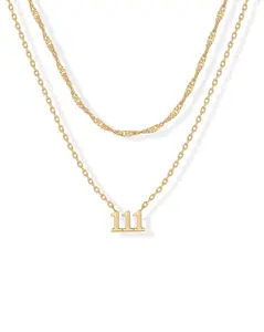 PAVOI 14K Gold Plated Angel Numbers Pendant Necklace for Women - Chain Zodiac Pendants Necklace