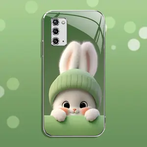 Light green rabbit panda for【Galaxy Note20】luxury electroplated glass mobile phone case --- 975