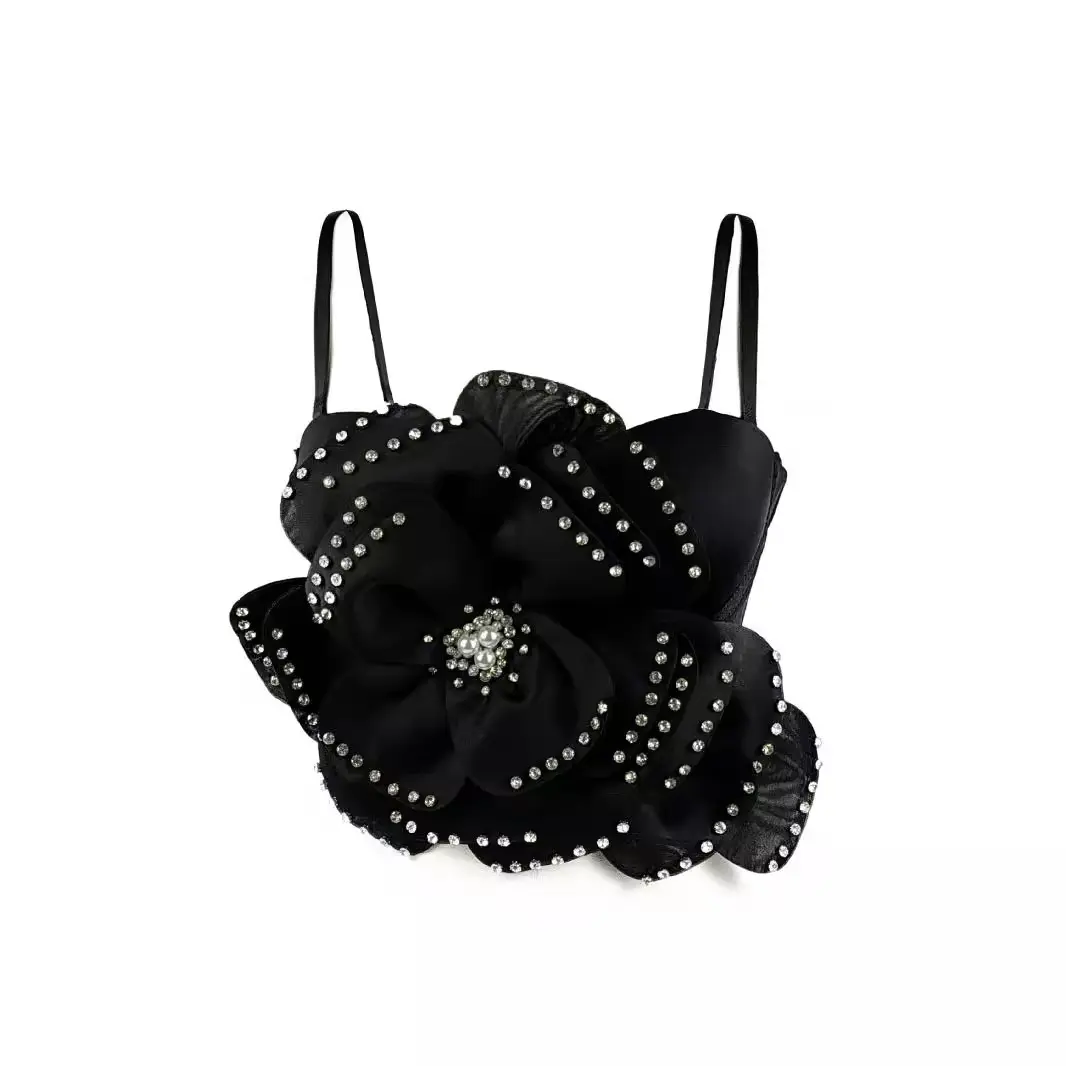 2025 New Oversized Floral Beaded Corset Top  MultiLayer 3D Pearl Fishbone Bustier, Sexy & Sweet Strappy Bralette for Outerwear