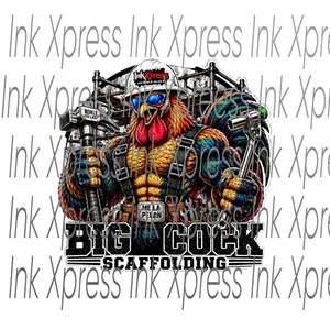 Ink Xpress Funny Big Cock Scaffolding Hardhat Sticker - Unique Design for Construction Enthusiasts