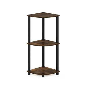 TURN-N-TUBE Corner Shelf, 3-Tier Corner Bookshelf, Display Storage Shelves with Open Shelves, for Organization and Storage, Living Room, Home Office, Garage,