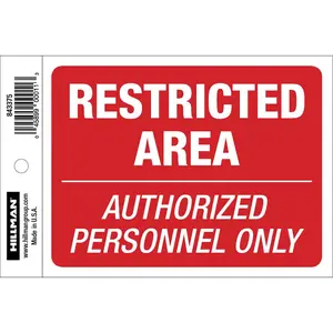 212 MAIN Highly Visible 4x6 in. Vinyl Restricted Area Sign, 6-Piece Home Decor Plaque for Home Supplies