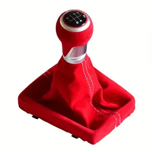 PU Leather Gear Shift Knob 5-Speed Manual Transmission S-line Car Styling with Suede Leather Handle for Audi A3 S3 8P 2007-2013 Car Accessories