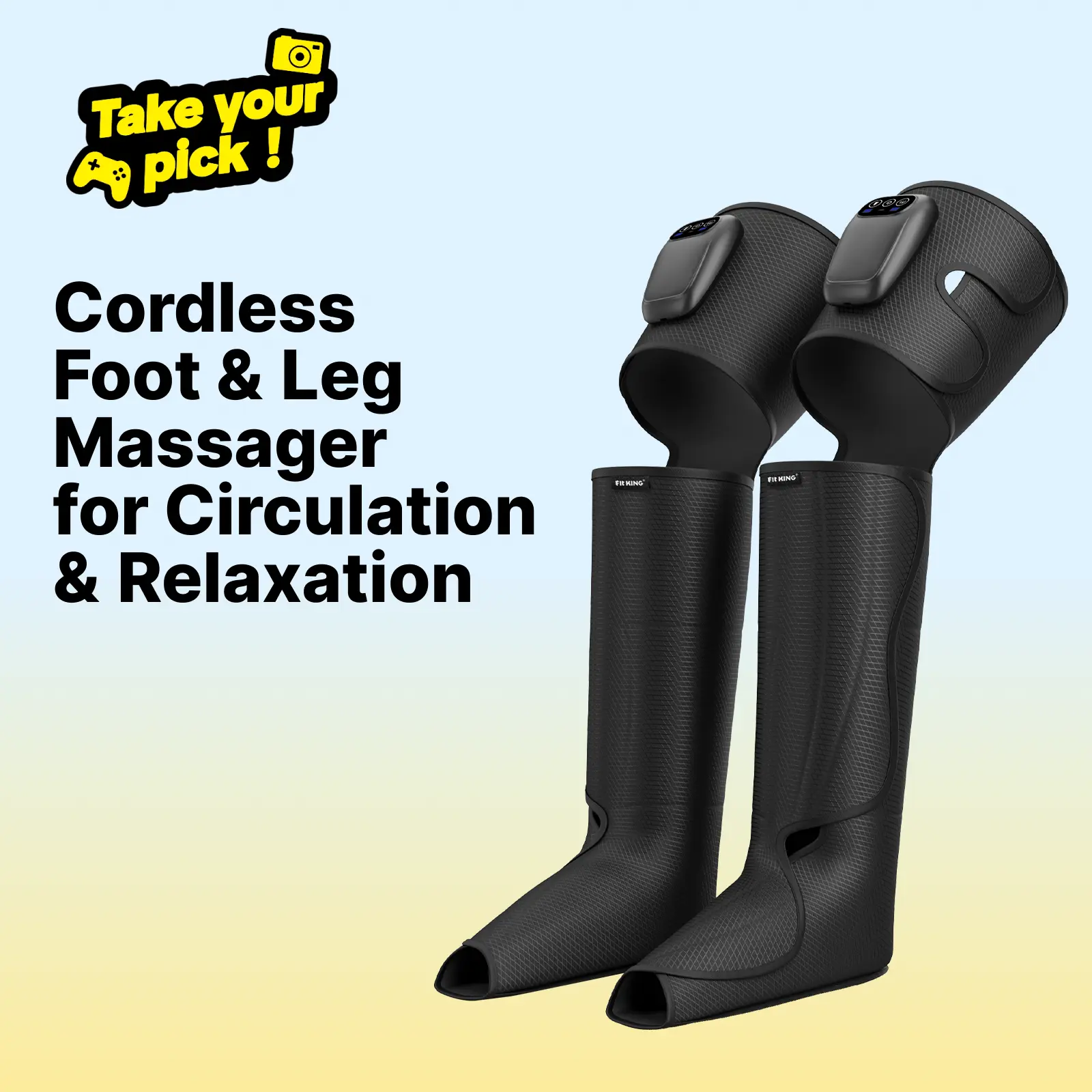 【FIT KING】Air Compression Cordless Foot and Leg Massager, Leg Massager, No External Hoses & Handheld Controller, Easy to Use for Travel, Mom, Dad, Athletes, mothersday gift summerwins