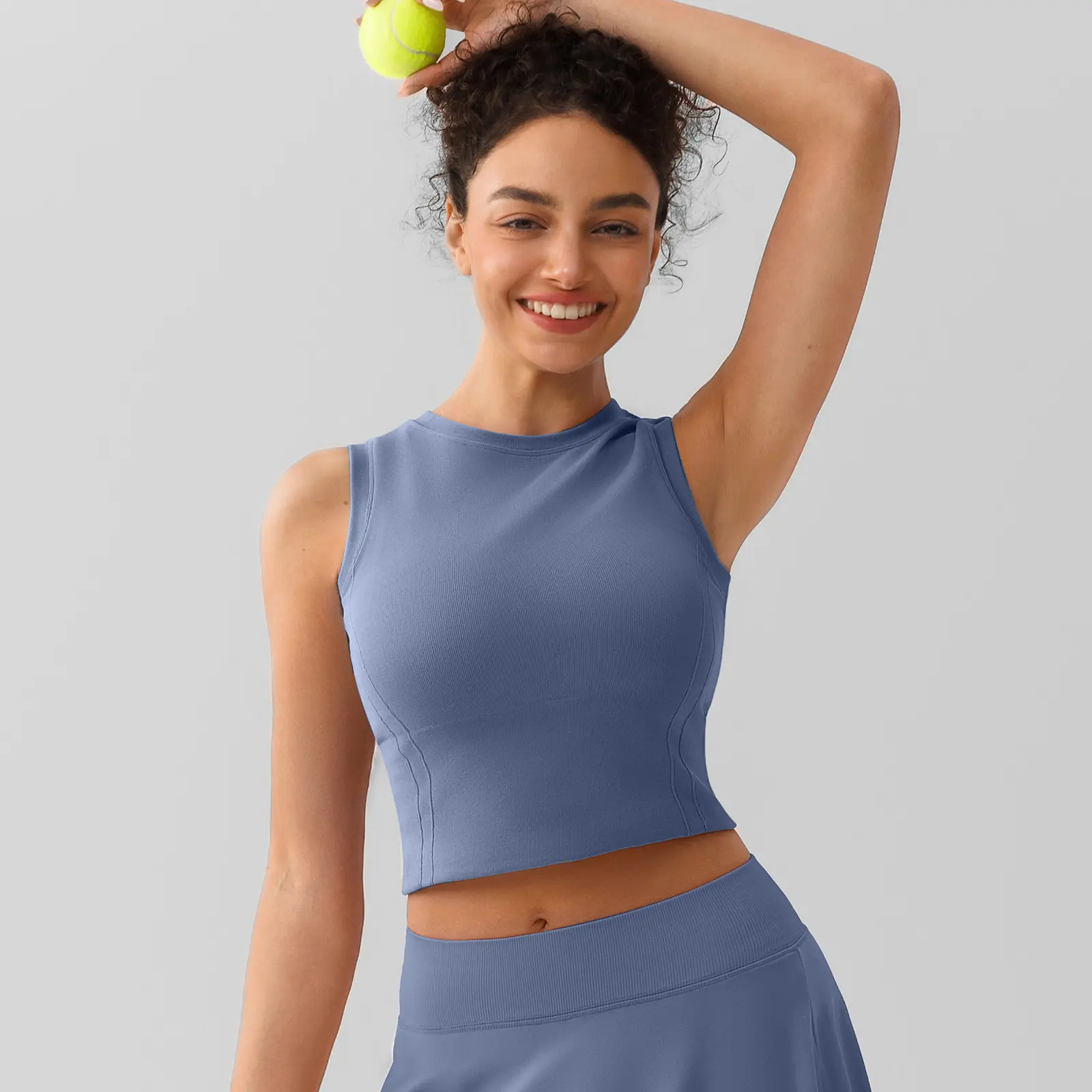 FeelinGirl Womens Ribbed High Neck Tanks Sleeveless Seamless Tops Yoga Workout Shirts
