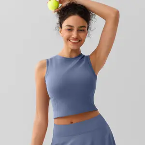 FeelinGirl Womens Ribbed High Neck Tanks Sleeveless Seamless Tops Yoga Workout Shirts