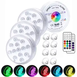 13-LED Pool Light, Waterproof Pool Lights, Magnetic & Suction Cup Submersible LED Light with Remote Control, 16-Color Waterproof Underwater Light for Pools, Bathtubs, Battery-Powered, Suitable for Above-Ground/Indoor Pools, Aquariums, Vases & Party Decor