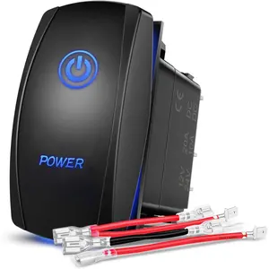 Nilight 5-Pin Power Rocker Switch with LED Indicator - SPST Laser On/Off Switch, 20A/12V 10A/24V Blue, Jumper Wires Set - Truck Accessories for Cars, Boats, ATVs