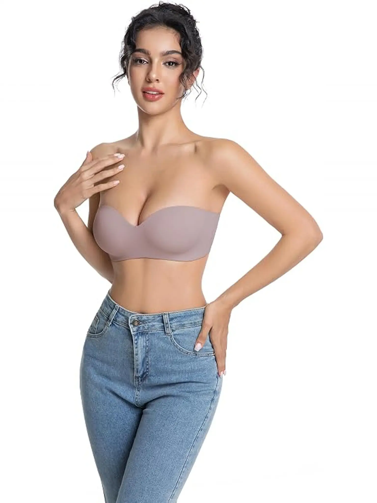 WEILERSA Seamless Wireless Push Up Bra Multi-Way Strapless Bandeau Everyday Sleep Bra