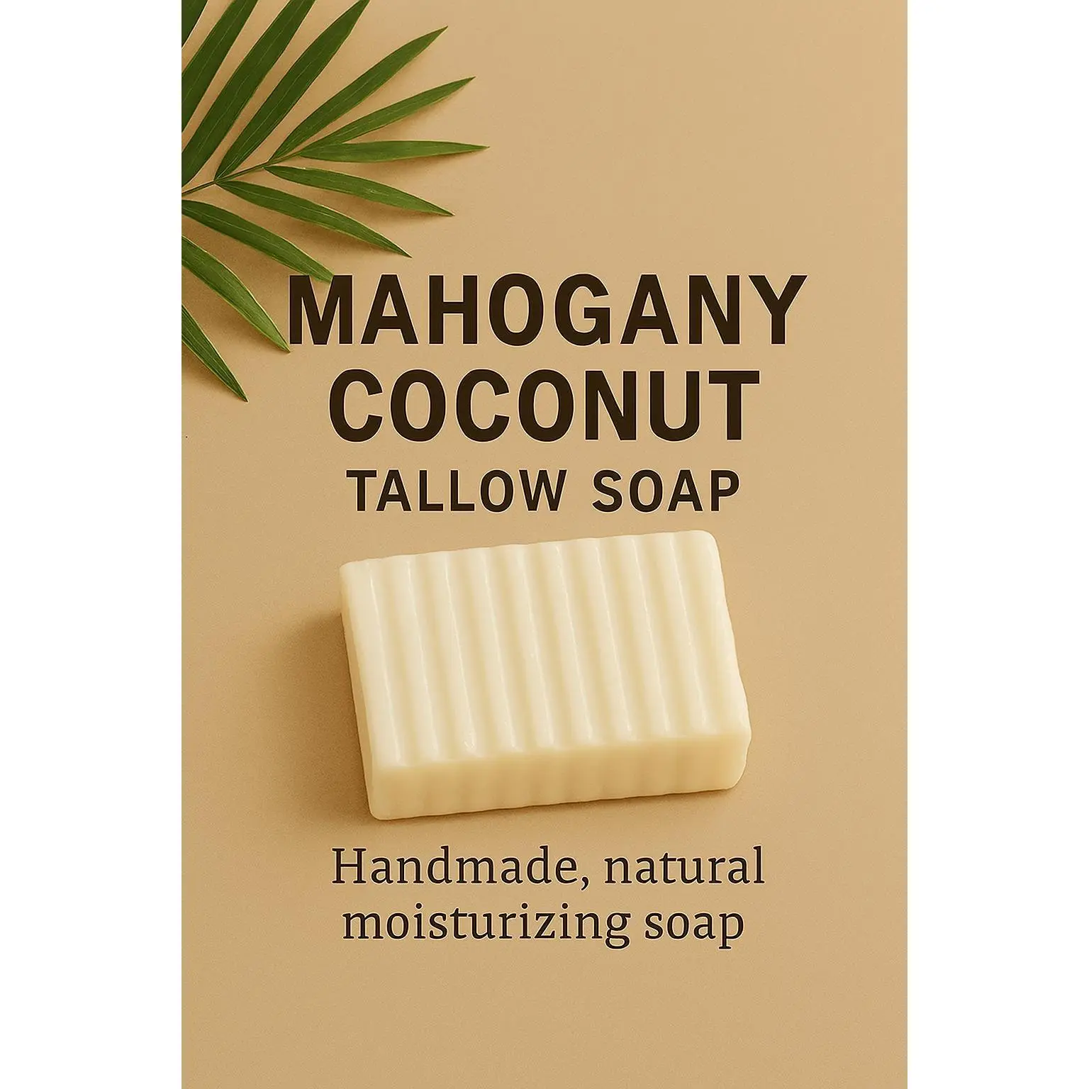 Handmade Beef Tallow Soap, Artisanal Solid Bar with Mahogany Coconut Fragrance for Sudsy Cleaning & Creamy Lather, Moisturizer, All Natural Ingredients, Artisanal Soaps, Cleansing, Hydrating, Everyday Luxury, Body Care, Cleanser, Daily, All Skin Types, Lo