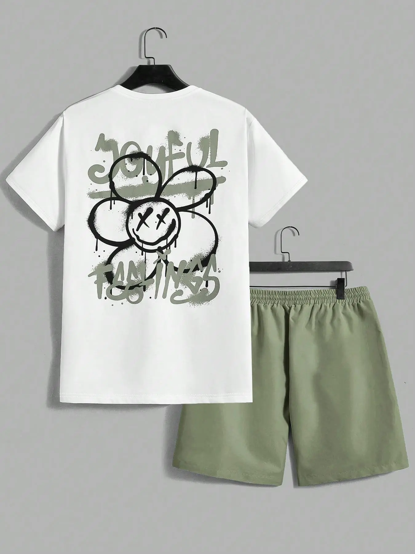 Two-Piece Set Men's Floral & Letter Print Short Sleeve Graphic Tee & Shorts, Regular Fit Casual Round Neck T-shirt & Shorts, Men's Summer Clothes Loungewear, Casual Lounge Set