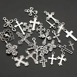 30/pcs Vintage Mixed Metal Crucifix Cross Charms Beads Handmade DIY Bracelet Pendant Necklace Clips Jewelry Making Findings