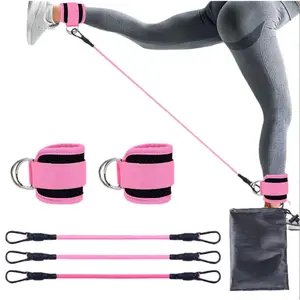 Sandra's Boutique Booty Leg Resistance Bands with Ankle Cuffs - Hip Fitness Training Pull Rope for Glutes Workout