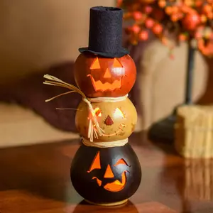 Hand-Crafted Tiered Gourd - Jack Stack Medium Tall Lit