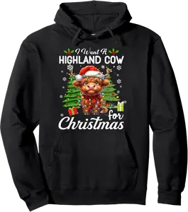I Want A Highland Cow For Christmas Cute Gifts Xmas Costume Pullover Hoodie - Tamauziabro Shop 51B0FJ8LZGYZ
