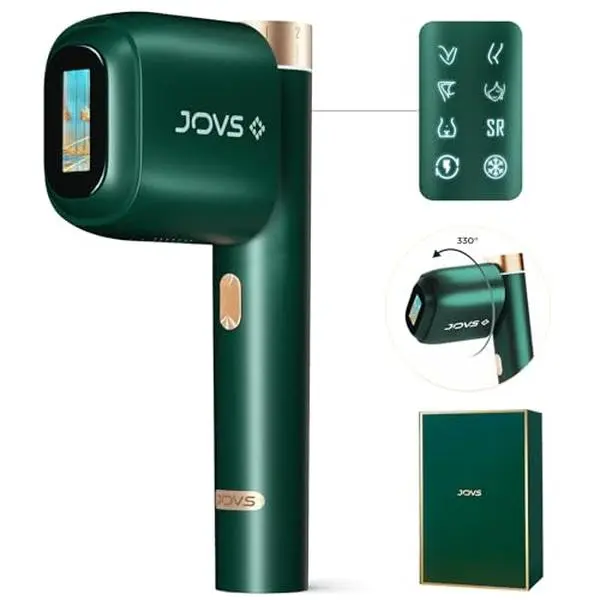 JOVS Laser Hair Removal 24J Energy] IPL Hair Removal for Women and Men 37°F Painless Sapphire Ice-Cooling Tech 6 Modes for Whole Body Hair Removal Device 2 in 1 Skin Rejuvenation 330° Rotation
