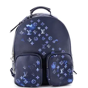 Pre-owned Louis Vuitton Leather Backpacks Multipocket Backpack Limited Edition Monogram Ink Watercolor by Rebag