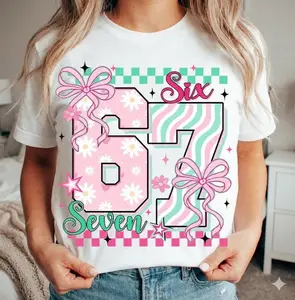 Retro 67 Six Seven T-Shirt for Women, Vintage Floral Graphic Tee, Fun 90s Style Shirt, Trendy Casual Top, Perfect for Summer, Stylish Women’s Shirt, Comfortable Everyday Wear
