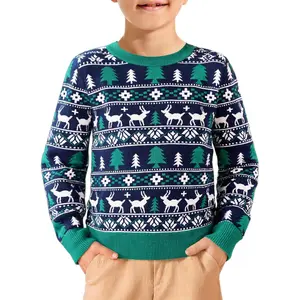 Haloumoning Boys Christmas Sweater Kids Fashion Crewneck Long Sleeve Knit Pullover Sweaters 5-14 Years