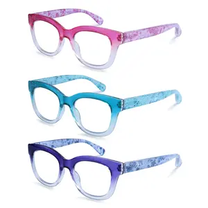 DEAAOK 3 Pack Reading Glasses Women and Man AntiBlueLight Readers BlueLightBlocking Computer Eyeglasses