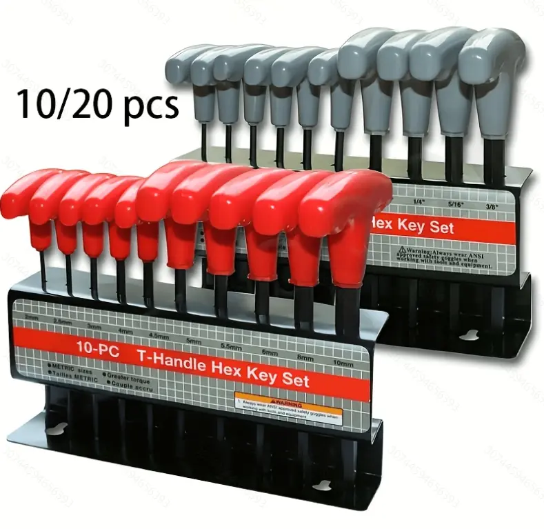 20Pcs T Handle Allen Wrench Set Hex Key Set Portable Hand Tools Hexagon Spanner Set for Repairing, (Inch)