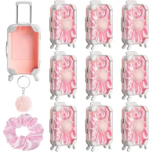 30 count Mini Suitcase Empty Storage Box and Plush Ball  Candy Luggage Containers Packaging Case for Galentine Bridal Shower  Shower Party Favors Travel Gifts ()