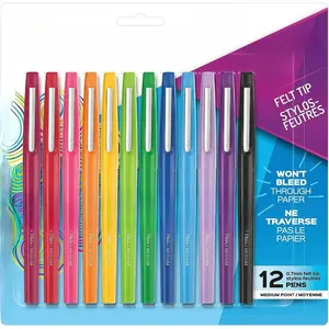 Flair Felt Tip Pens, Medium Point (0.7mm), Assorted Colors, 12 Count