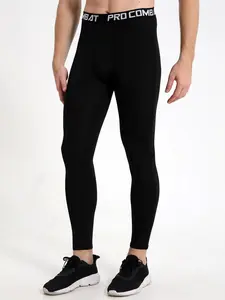 Men's Letter Tape Waist Sports Leggings, Breathable Quick Drying Compression Leggings, Men's Sportswear For Indoor Outdoor Wear