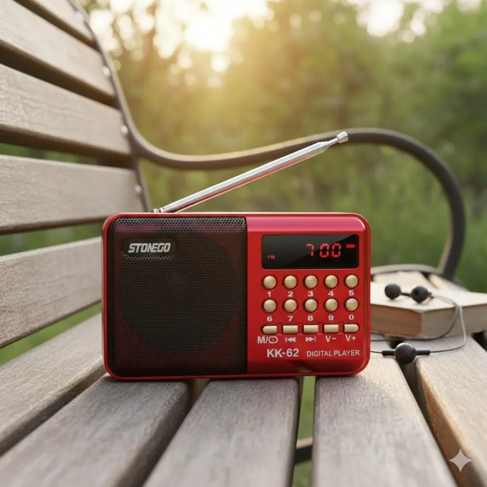 Portable Bluetooth MP3 Player with FM Radio, High-Fidelity Sound, USB/TF Card Support, Rechargeable Battery for Outdoor Music Playback