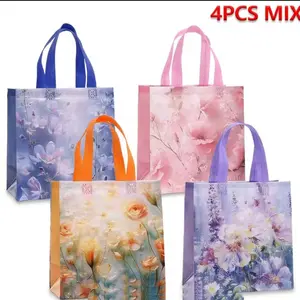 Non-Woven Printed Oil Painting Style Handbag, Birthday Gift Packaging, Kraft Paper Bag, Clothing Shopping Bag, Elegant and Durable Design