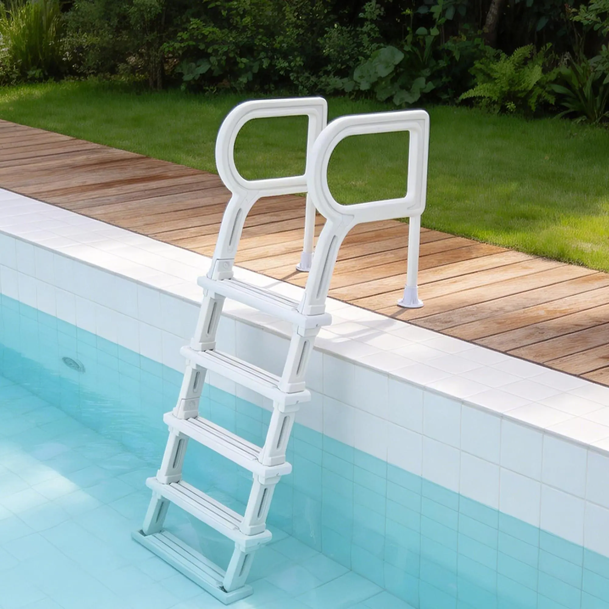 5 Step Pool Ladder, Double Handrails Stair | Non-Slip Heavy Duty Steps | 400 lbs Weight Capacity | Fits 48-54 in Inground & Above-Ground Pools, Sturdy PE Construction for Indoor & Outdoor Use