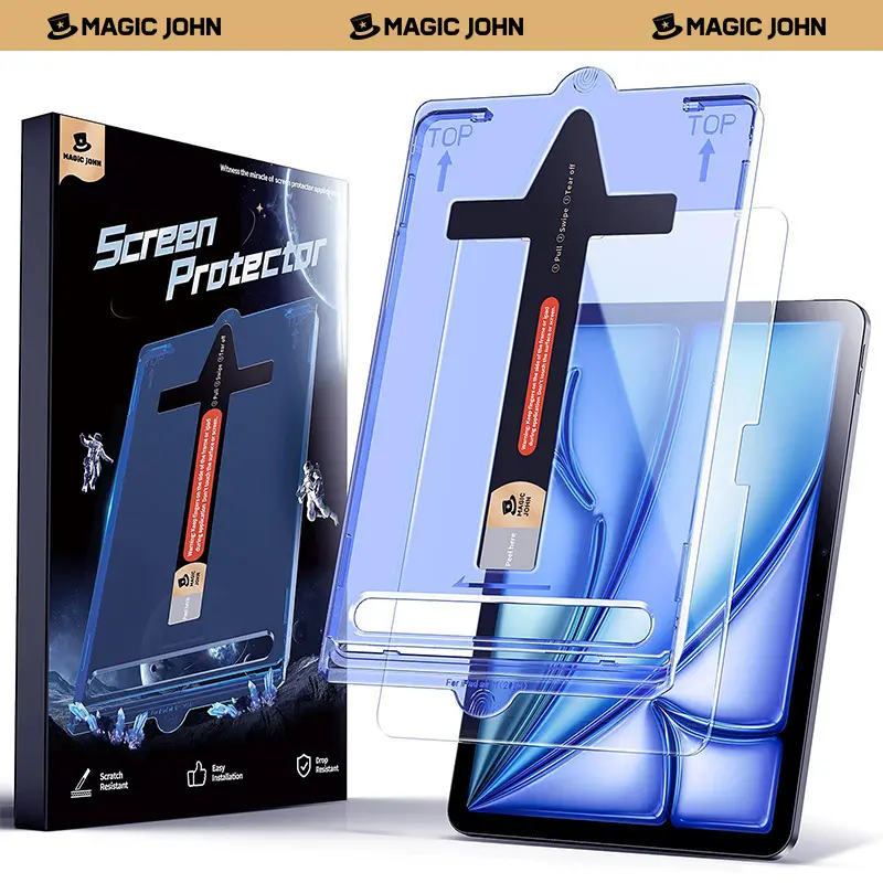 MAGIC JOHN iPad Screen Protector Tempered Glass Case Friendly Apple Pencil Compatible MAGIC JOHN iPad Screen Protector Tempered Glass Case Friendly Apple Pencil Compatible