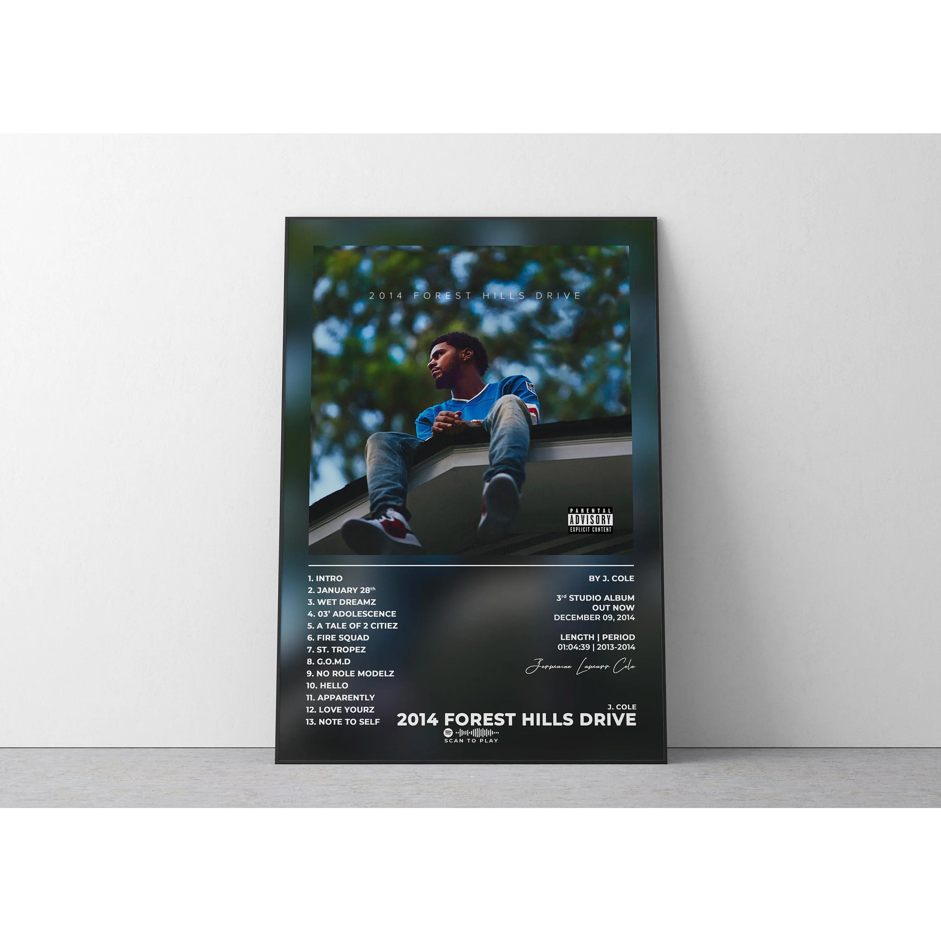 J Cole 2014 Forest Hills Drive Rap Album Cover Photo Poster Print, Artistic Graphic Paper Wall Art, Home Decor for Room Accent