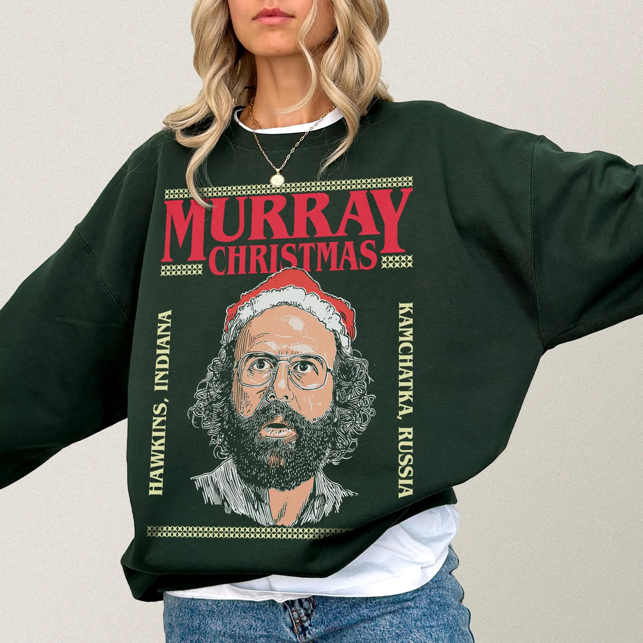 Funny Murray Hawkins Ugly Xmas Sweater, Christmas Gift Sweatshirt - Stranger Christmas Sweatshirt, Netflix Show Fan Gift, Gift for her