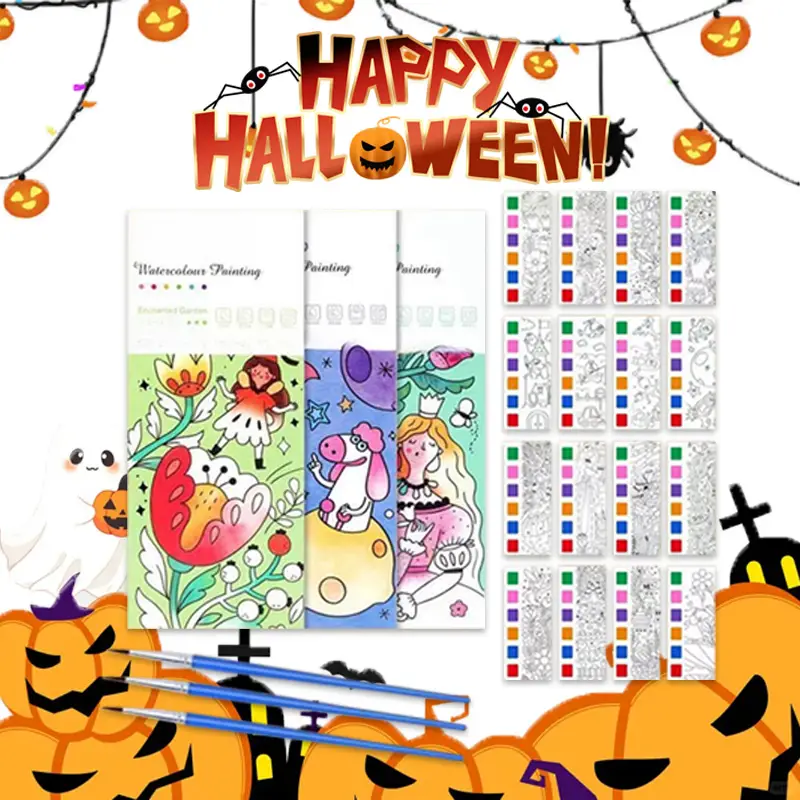 Halloween Candy Basket Filler Gifts,Watercolor Painting Book for Students, Built-In Watercolor Brushes, Perfect Gift for Halloween Thanksgiving Christ