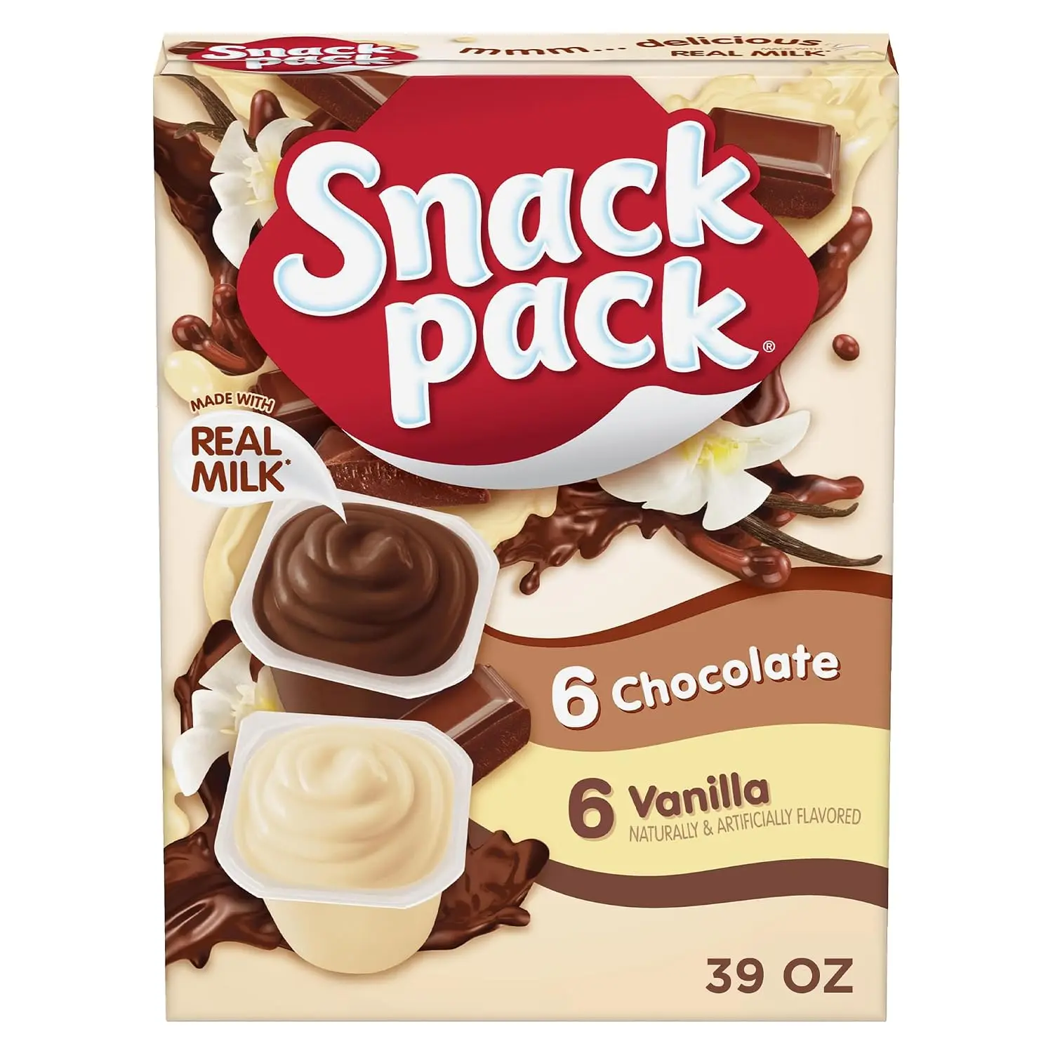 Snack Pack Chocolate and Vanilla Pudding Cups, 3.25 oz., 12-ct Family Pack