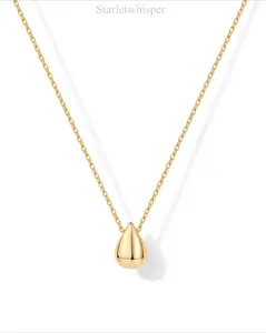 Trendy 14K Gold Plated Teardrop Pendant Necklace for Women, Dainty Adjustable Chain Jewelry, Minimalist Elegant Everyday Accessory, Perfect Romantic Gift for Her