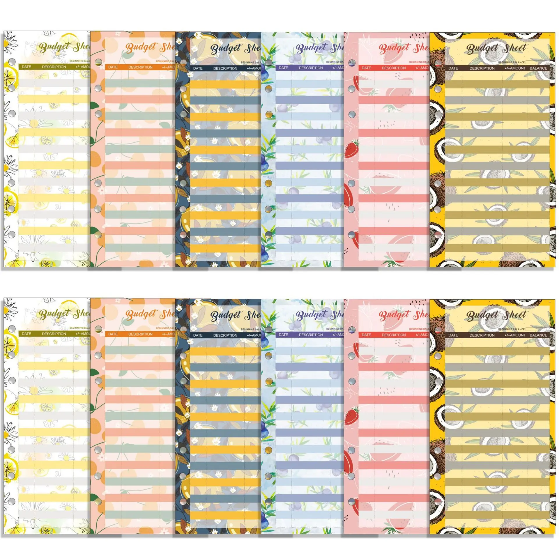 A5 Binder Pastel Floral Budget & Schedule Refill Sheets, Daily Weekly Monthly Planner Insert Refills