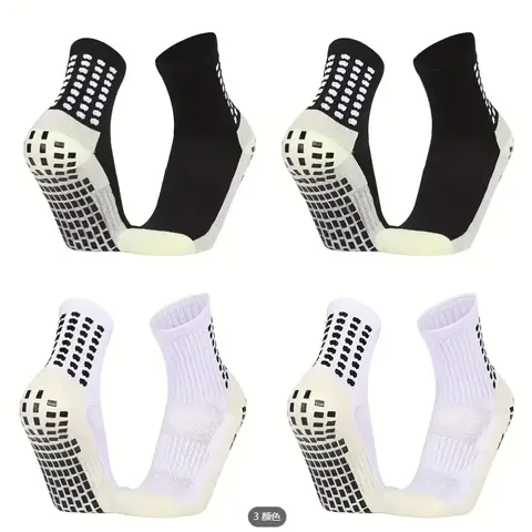 JSLEAP Grip Socks Soccer Men's Non Slip Soccer Socks for Pilates Socks Men Women 4Pairs