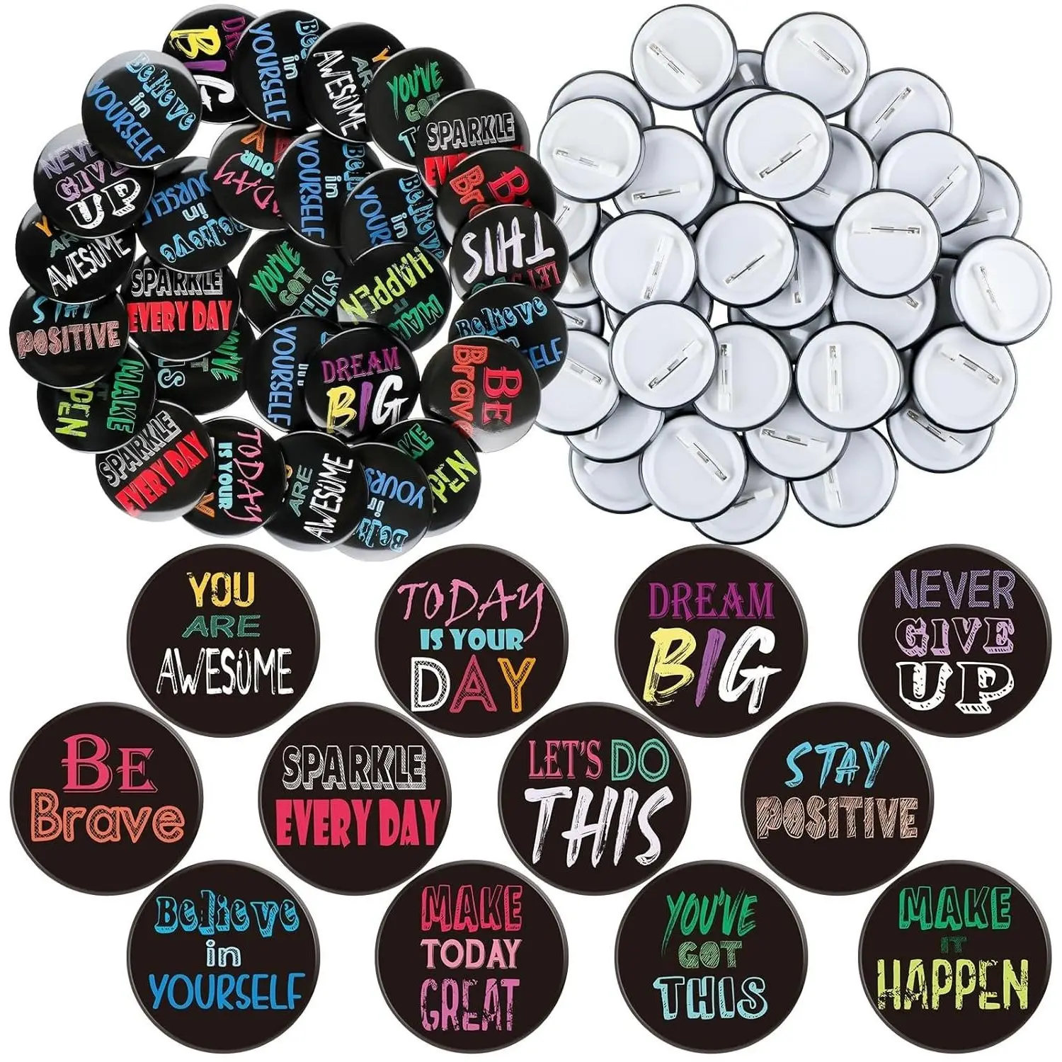 BY-BR78 SP 240 Pcs Reward Button Pins Bulk Appreciation Pins Team Award for Employees Positive Recognition Button Encouraging Pin Badges for Students Workers Christmas Party Supplies, 12 Styles