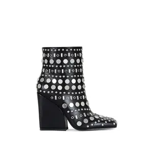 FLETCHER-BLACK BLOCK HEELED BOOTIE