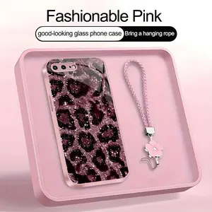 Suitable for [iPhone 8 Plus] high-end women's phone case，a beautiful four-leaf clover lanyard is included🥰,simple yet sophisticated leopard print design, affordable price, available in multiple colors YM99