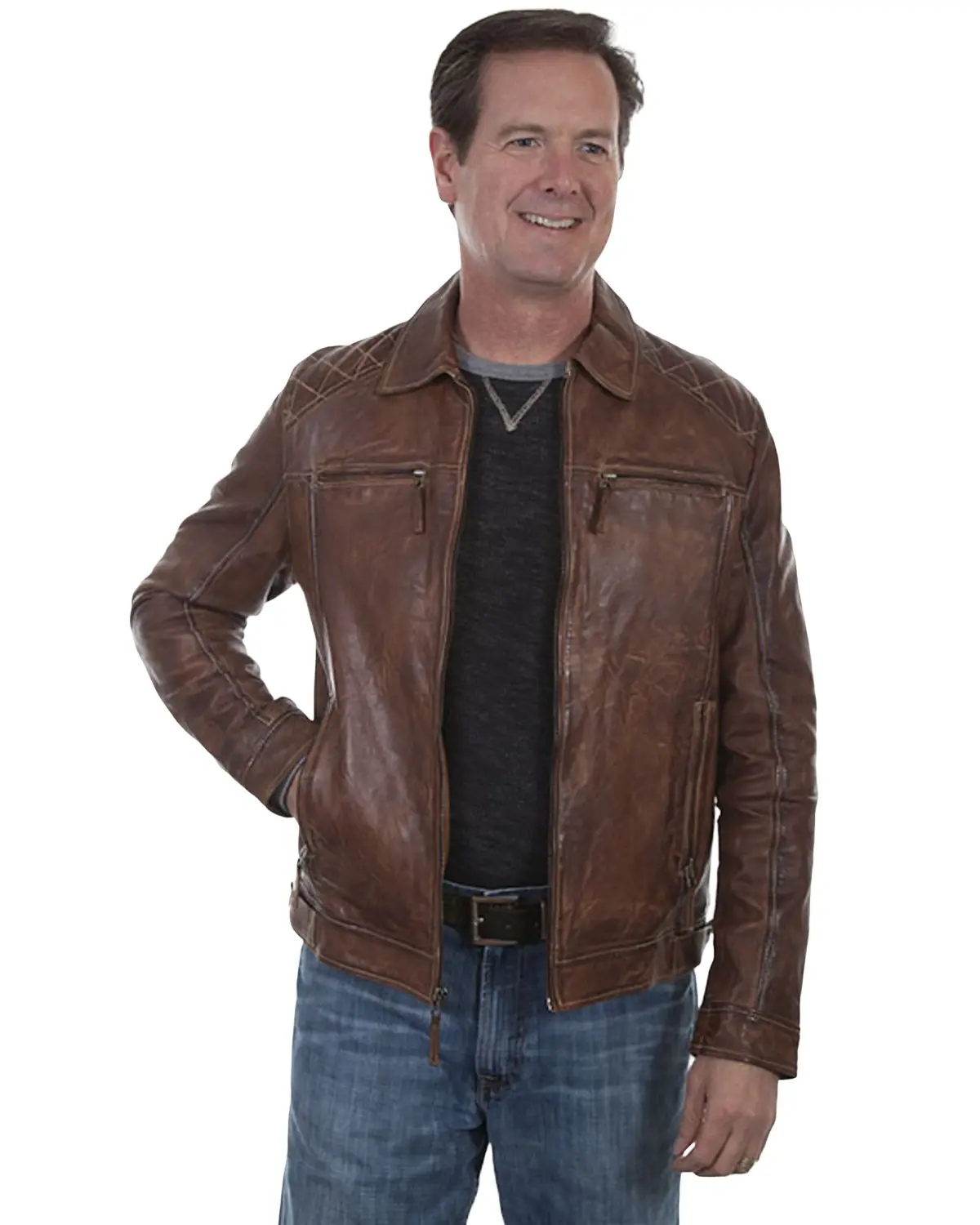 Scully Men's Leatherwear Men'S Washed Lamb Leather Jacket - 727-154
